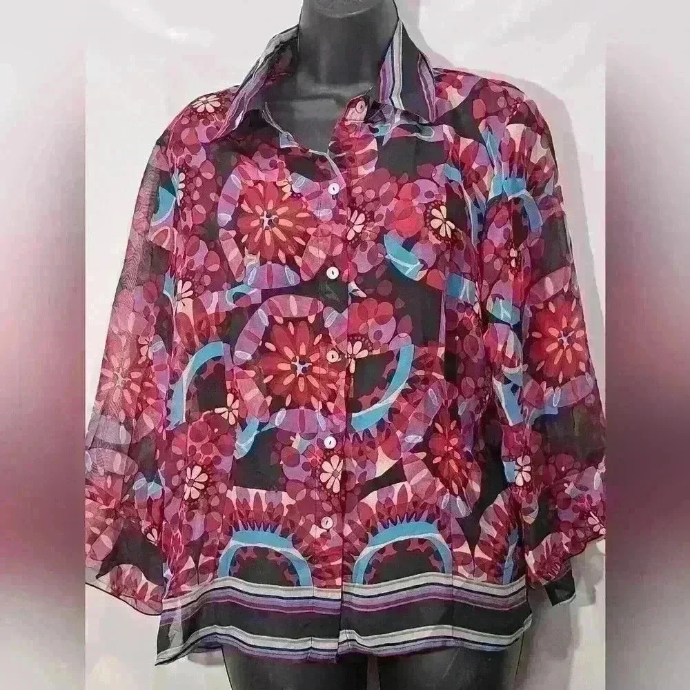 Nicola paisley button up top sz L